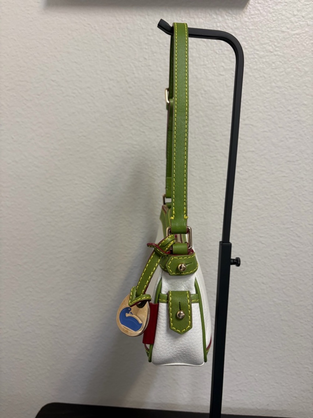 Dooney & Bourke White and Green Leather Small Shoulder Bag - Picture 3 of 12